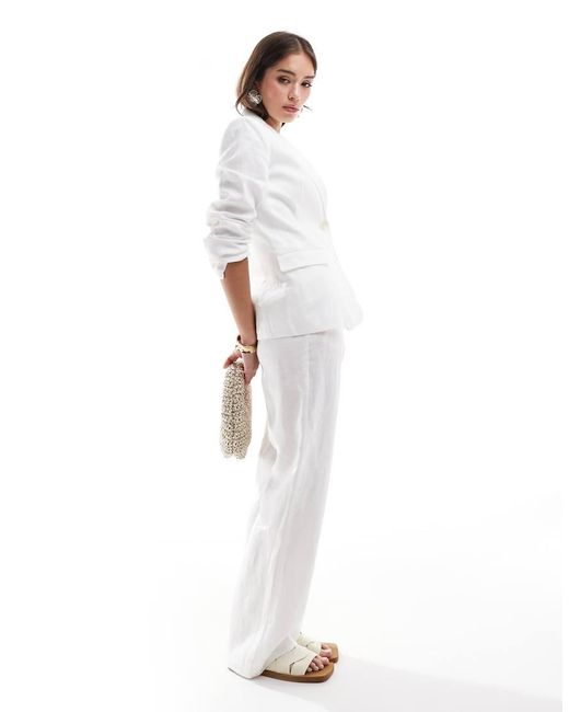Pantalones De Sastre Blancos De Lino De (Parte De Un Conjunto) Mango de color White