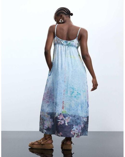 Desigual Blue Maxi Denim Strappy Dress