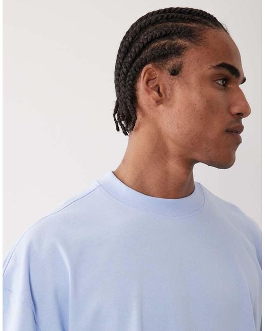 4505 Blue Heavyweight Cotton Boxy Oversized Drop Shoulder T-shirt With Quick Dry Finish for men