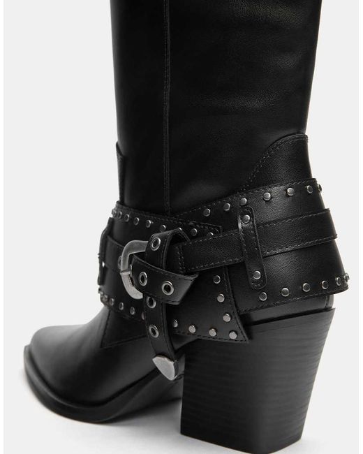 Pull&Bear Cowboylaarzen Met Gesp in het Black