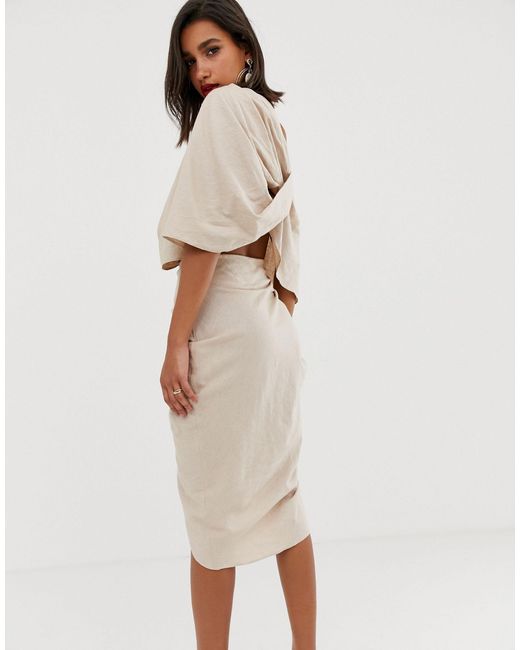 a line minimalist dress Minimalist A-line Dress With Draped Sleeves Millie Custom (0-12 US, 32-44 EU) / Ivory