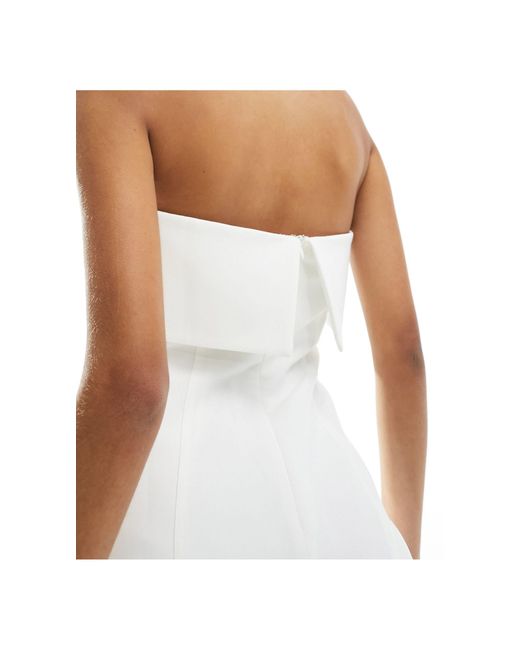 4th & Reckless White Tailored Bandeau Fold Detail Mini Dress