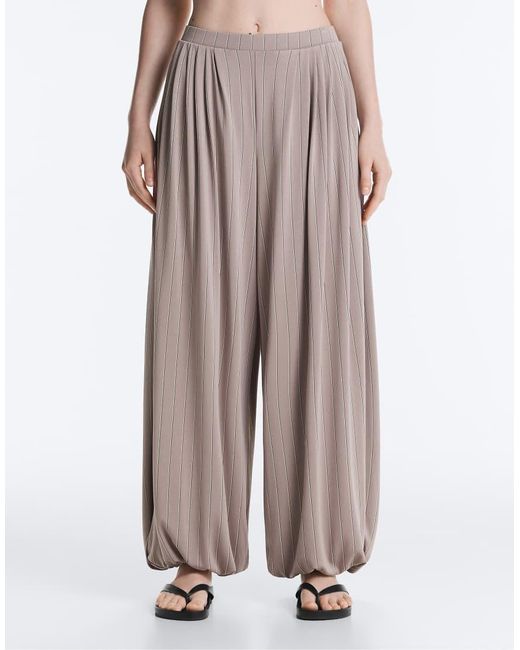 Oysho White Modal-blend Pinstripe joggers