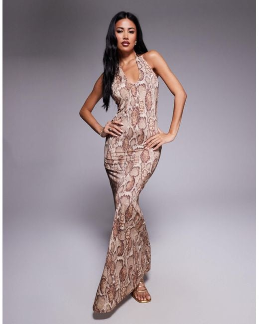 AFRM Multicolor Drape Back Mesh Maxi Dress