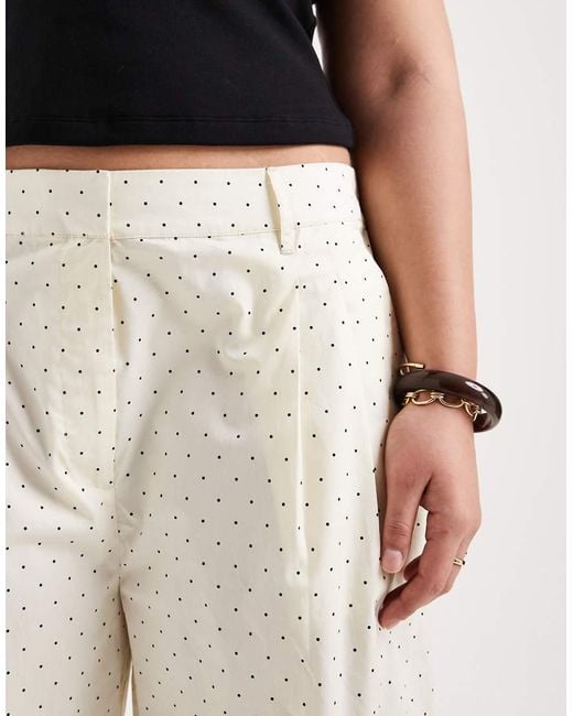 ASOS Natural Asos Design Curve Wide Leg Trousers With Turn Up