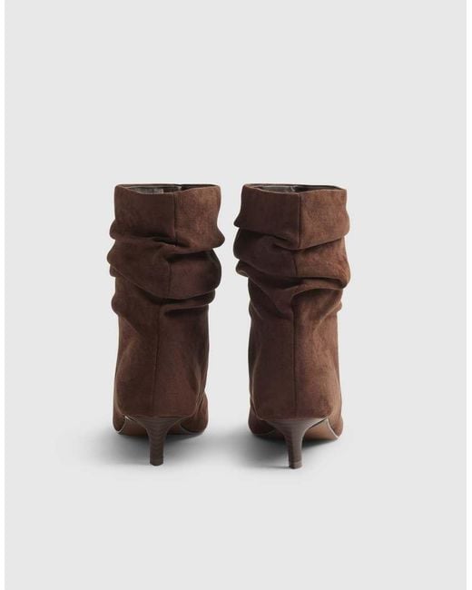 River Island Brown Faux Suede Slouchy Point Toe Boots