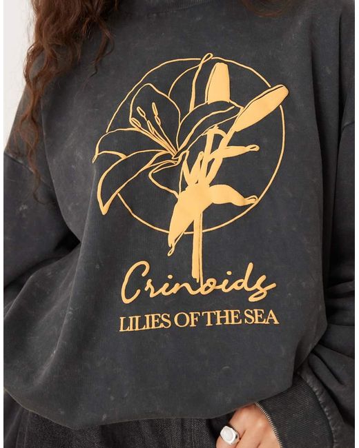 ASOS Gray Oversized Sweatshirt With Lily Flower Graphic