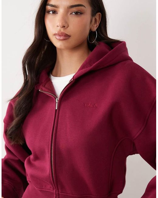 Tala Red Cocoon Zip Through Hoodie