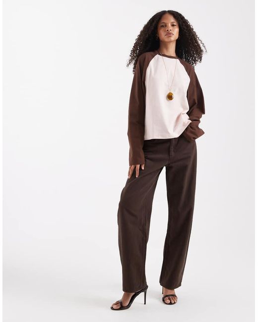 ASOS Natural Oversized Long Sleeve Raglan Top