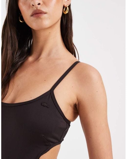 Lacoste Black Cut Out Open Back Swimsuit