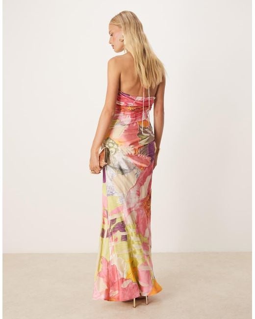 ASOS Pink One Shoulder Burnout Embellished Maxi Dress