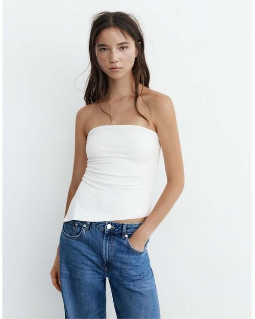 Pull&Bear Blue Asymmetric Bandeau Top