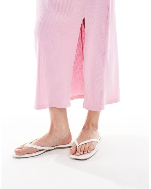 French Connection Pink – geripptes midikleid