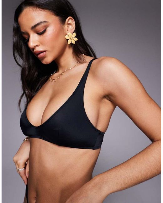 ASOS Blue Maya Seville Soft V Neck Crop Bikini Top