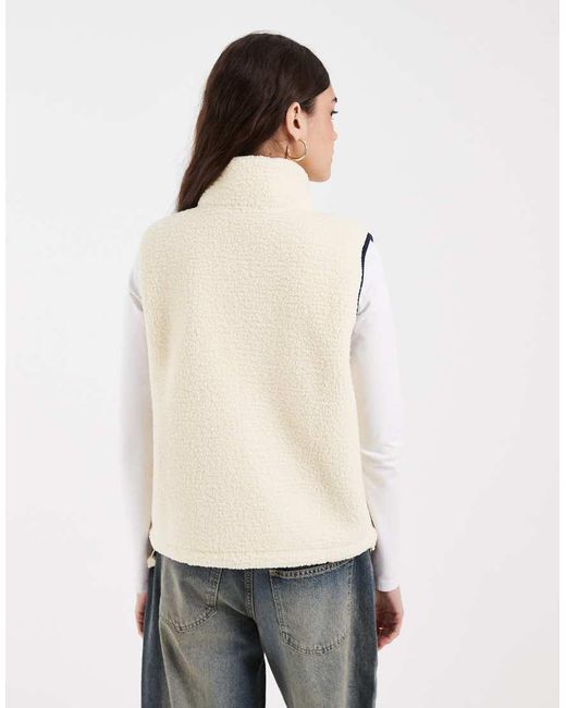 Levi's Natural Morrison Sherpa Funnel Neck Zip Up Gilet