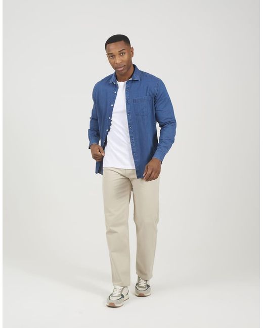 Brave Soul Blue Long Sleeve Denim Shirt for men