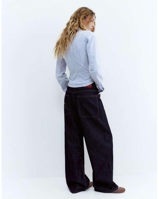 Pull&Bear White Fitted Shirt With Pleats