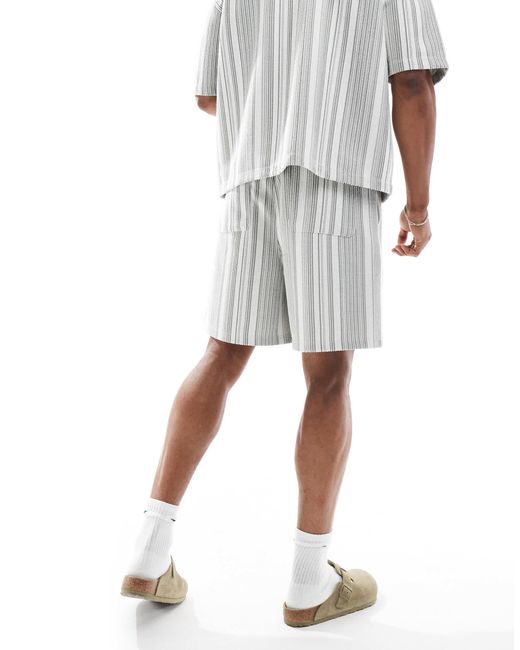 ASOS White Oversized Stripe Textured Short for men