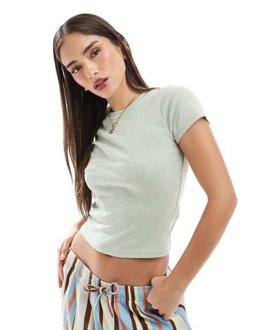 Hollister White Short Sleeve Ribbed T-shirt