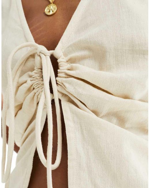 Collusion White Cotton Woven Built Up Vest Top With Tie Detail