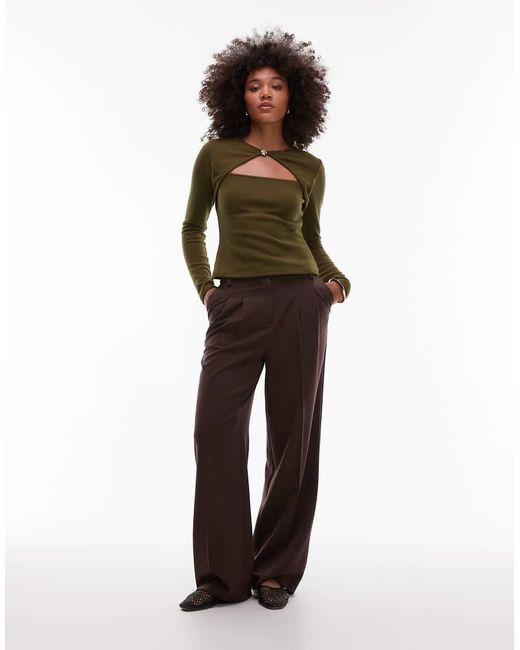 ASOS Green Supersoft Long Sleeve Top With Cut Out Detail
