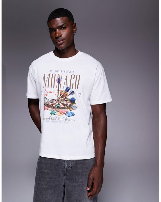 ADPT Gray Oversized T-Shirt With Casino Print for men