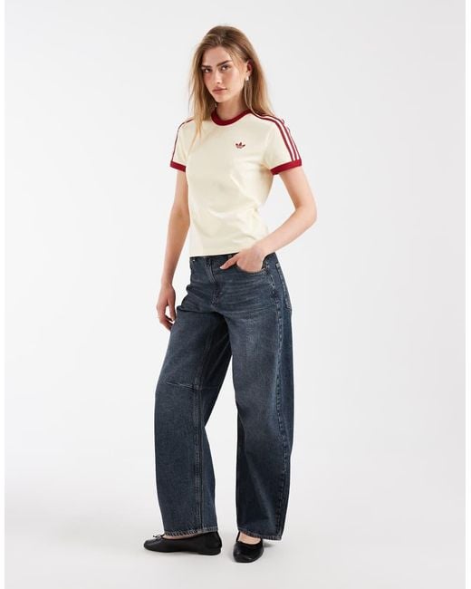 Adidas Originals Natural Slim Fit Three Stripe T-Shirt