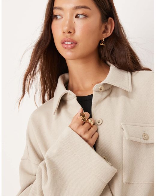 Sweat manches longues d'ensemble en sergé boutonné et noué à l'avant - taupe ASOS en coloris Natural