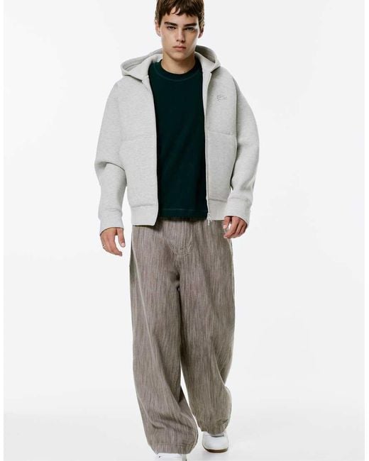 Pull&Bear Gray Stwd Zip-up Hoodie for men