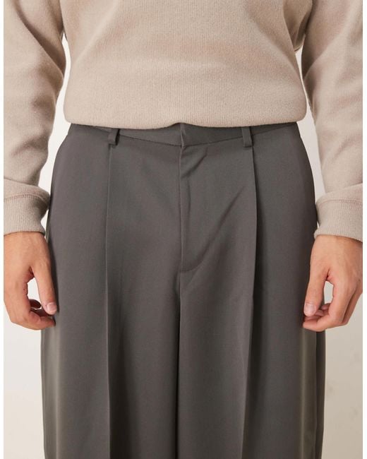 ASOS Natural Smart Pleated Extreme Tapered Trousers for men