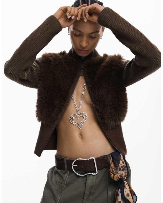 Desigual Brown Chocolate Knit Jacket