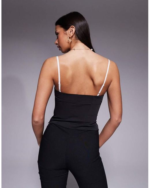 The Frolic Blue Exclusive Lace Trim Corset Cami Top