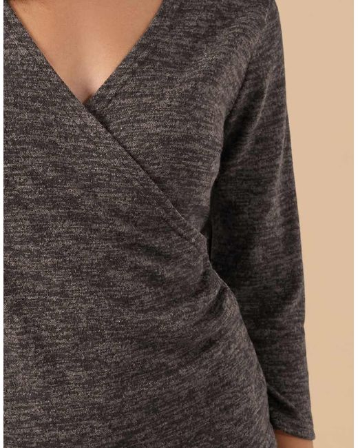 PixieGirl Black Petite Marl Wrap Top