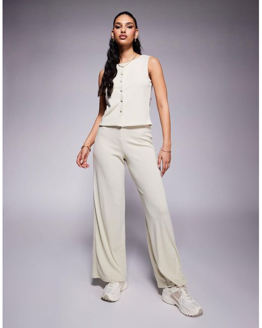 ASOS Gray Co-ord Rib Button Front Waistcoat
