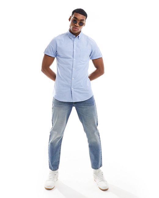 Chemise oxford coupe slim à manches courtes ASOS pour homme en coloris Blue