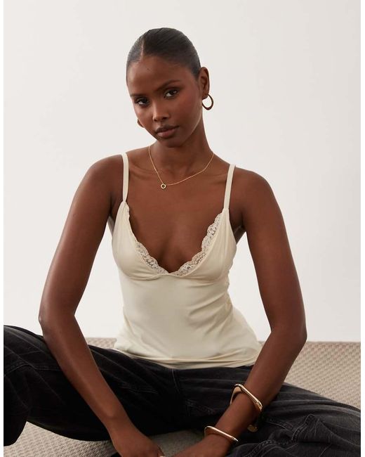 Cotton On White Hold Me Lace Trim Cami