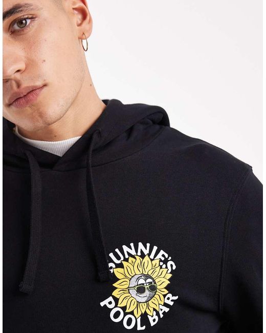 Lyle & Scott Black Mid Layers Sunnies Pool Bar Graphic Pullover Hoodie for men