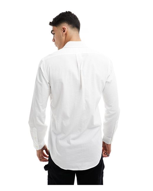 Polo Ralph Lauren White Icon Logo Seersucker Shirt for men