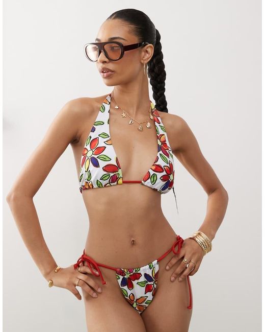 Reclaimed Vintage Brown Halter Bikini Top