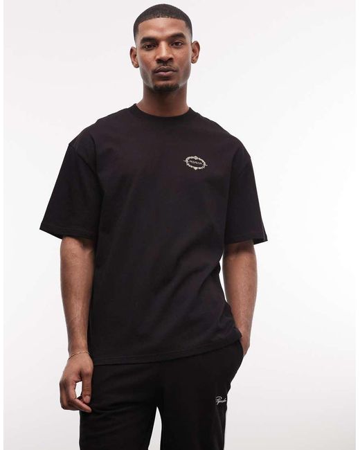 PEGADOR Black Reine Oversized Graphic T-shirt With Back Print for men