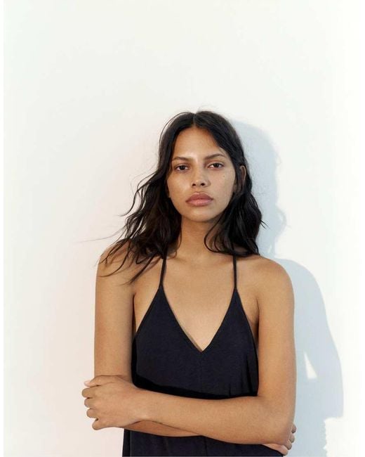 Pull&Bear Black Midi Dress With Back Straps