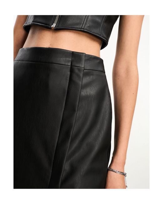 AllSaints Black X Asos Exclusive Faux Leather Midi Skirt