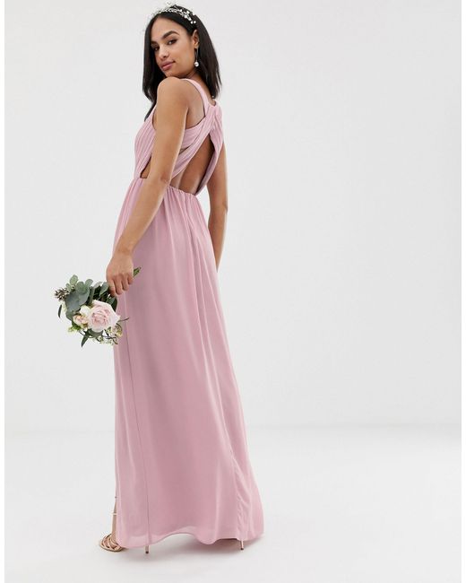 tfnc pleated maxi bridesmaid dress with back detail
