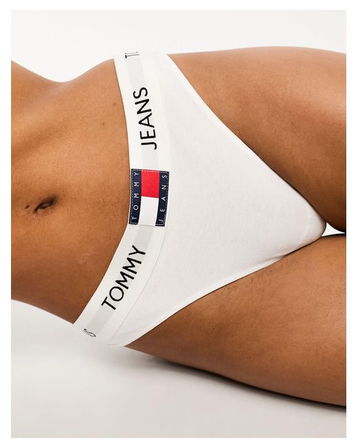Tommy Hilfiger White Tommy Jeans Heritage Thong With Logo Waistband