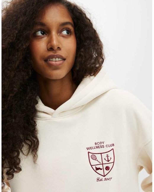 Cotton On White Cotton On Plush Premium Graphic Hoodie