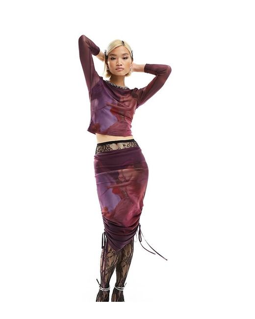 Labelrail Purple X Dyspnea Renaissance Rodeo Mesh Multiway Adjustable Length Dress And Skirt