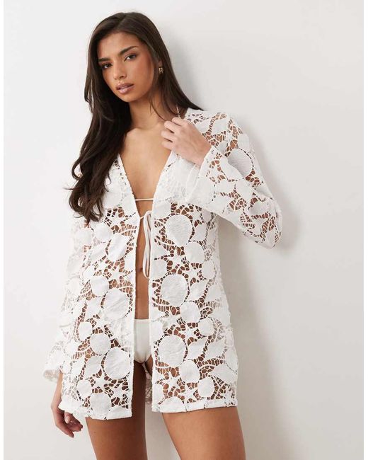 South Beach Natural Lace Beach Cover Up