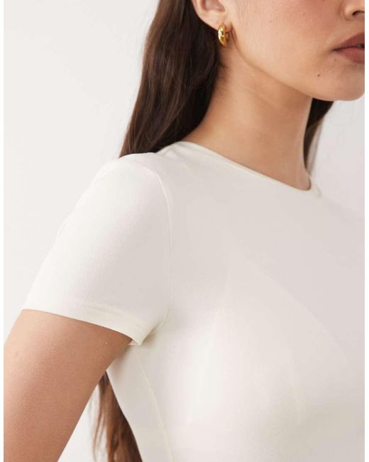 Miss Selfridge White Sculpted Short Sleeve Tee