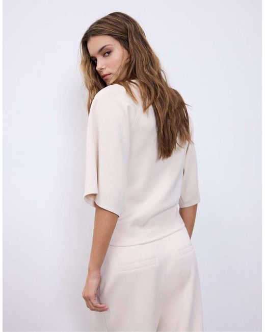 Stradivarius White Soft-touch Short Sleeve T-shirt