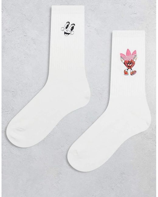 Pack De 2 Pares De Calcetines Deportivos Con Estampado Gráfico De Corazón Made By Nelson De Adidas Originals de hombre de color White